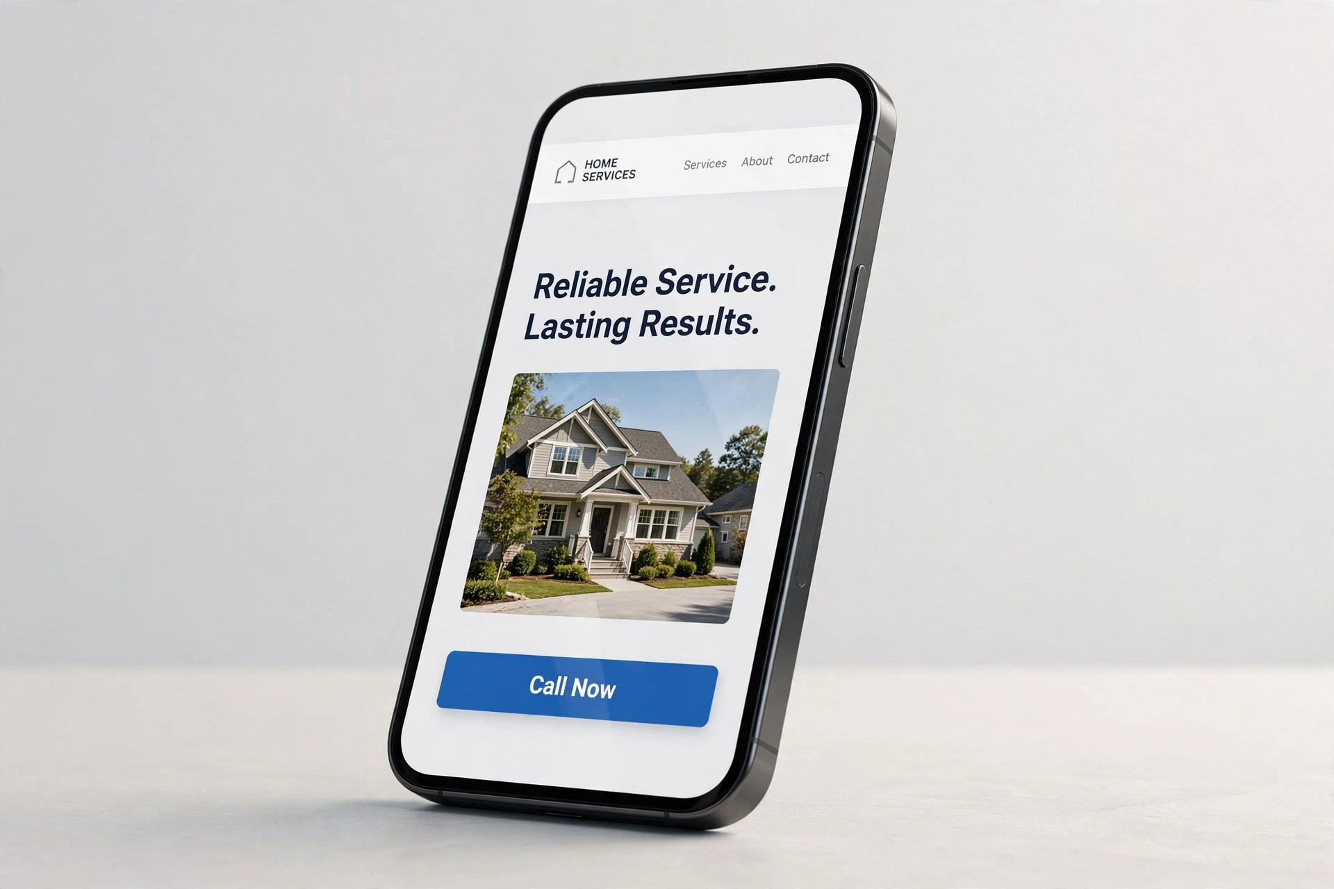 Concept preview of an example contractor website shown on a phone